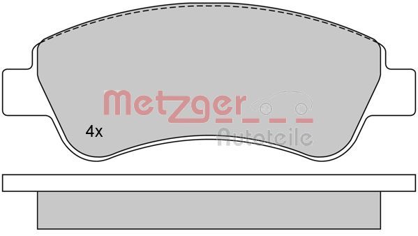 Комплект гальмівних накладок, дискове гальмо METZGER 1170026
