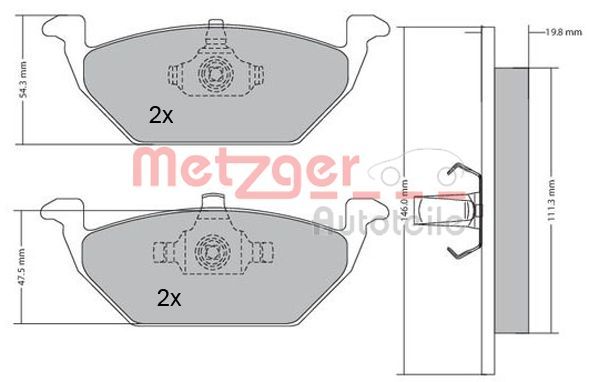 Stabdžių trinkelių rinkinys, diskinis stabdys METZGER 1170027