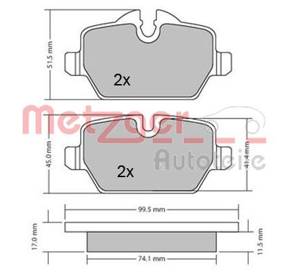 Brake Pad Set, disc brake METZGER 1170052