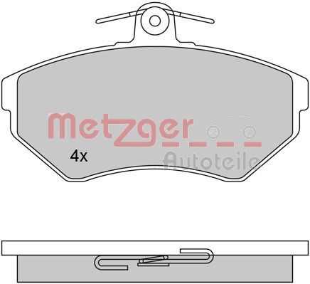 Комплект гальмівних накладок, дискове гальмо METZGER 1170061