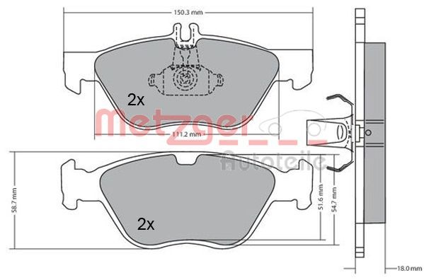 Brake Pad Set, disc brake METZGER 1170065