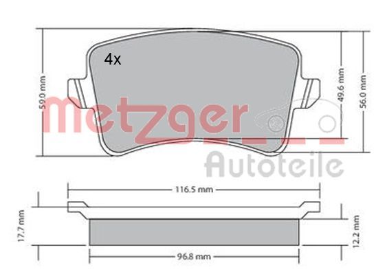 Brake Pad Set, disc brake METZGER 1170113