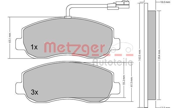 Brake Pad Set, disc brake METZGER 1170148