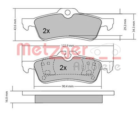 Stabdžių trinkelių rinkinys, diskinis stabdys METZGER 1170154