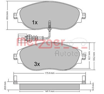 Brake Pad Set, disc brake METZGER 1170173