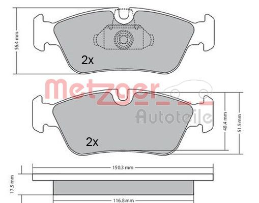 Brake Pad Set, disc brake METZGER 1170177