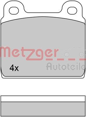 Комплект гальмівних накладок, дискове гальмо METZGER 1170222