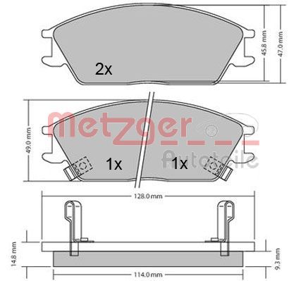 Stabdžių trinkelių rinkinys, diskinis stabdys METZGER 1170224