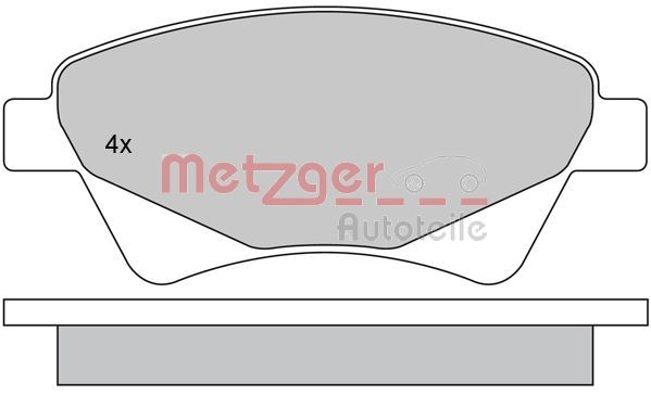 Комплект гальмівних накладок, дискове гальмо METZGER 1170255