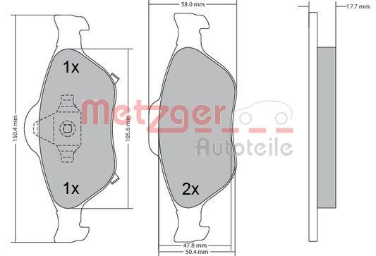 Brake Pad Set, disc brake METZGER 1170287