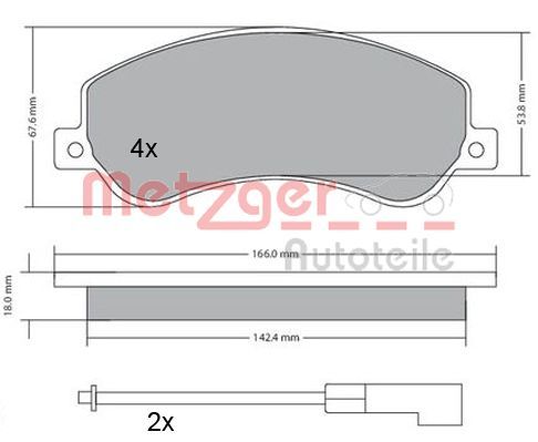 Brake Pad Set, disc brake METZGER 1170290