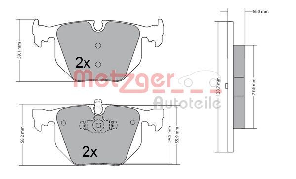 Brake Pad Set, disc brake METZGER 1170318