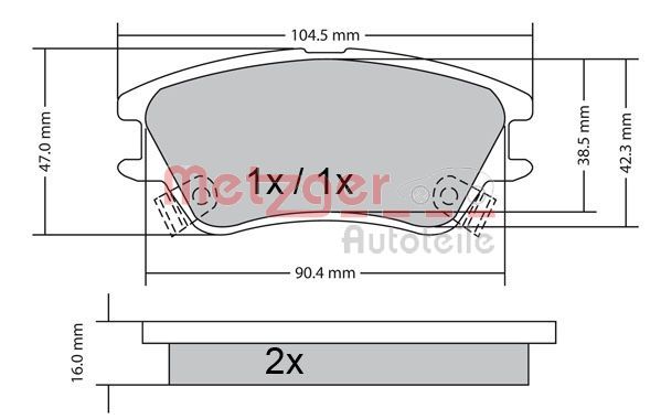 Brake Pad Set, disc brake METZGER 1170347