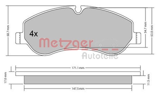 Brake Pad Set, disc brake METZGER 1170349