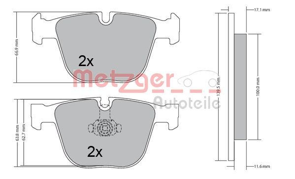 Brake Pad Set, disc brake METZGER 1170356