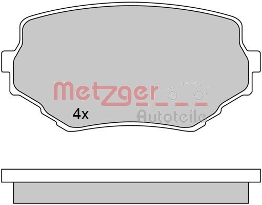 Комплект гальмівних накладок, дискове гальмо METZGER 1170415