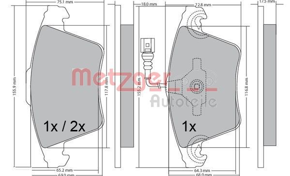 Brake Pad Set, disc brake METZGER 1170422