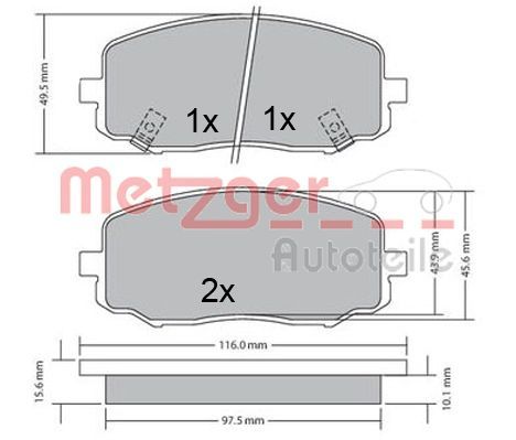 Brake Pad Set, disc brake METZGER 1170588