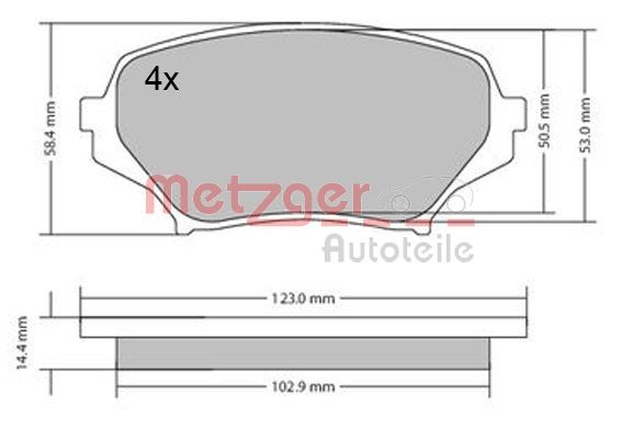 Stabdžių trinkelių rinkinys, diskinis stabdys METZGER 1170589