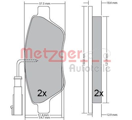 Stabdžių trinkelių rinkinys, diskinis stabdys METZGER 1170615