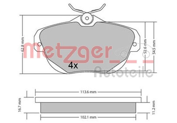 Brake Pad Set, disc brake METZGER 1170653