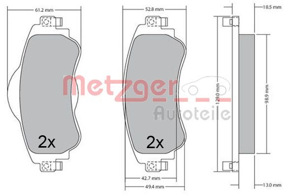 Stabdžių trinkelių rinkinys, diskinis stabdys METZGER 1170673