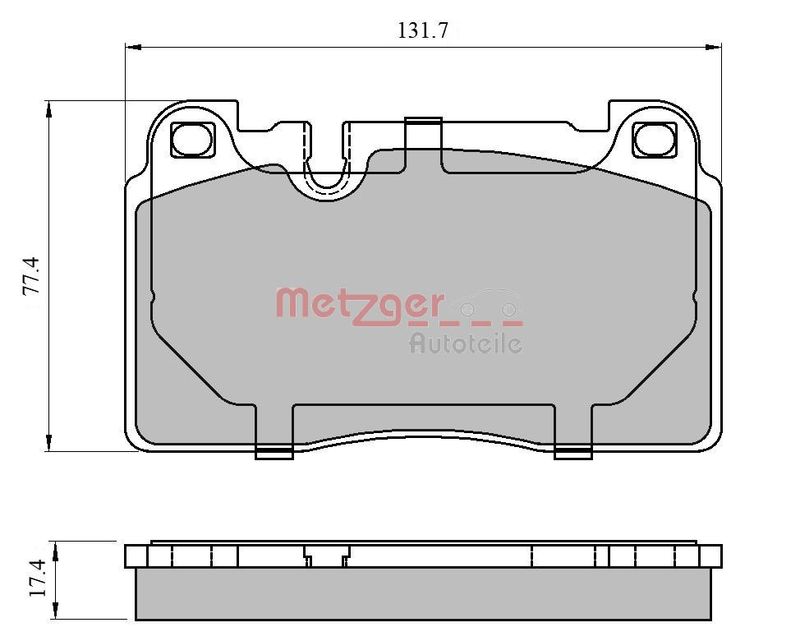 Комплект гальмівних накладок, дискове гальмо METZGER 1170789