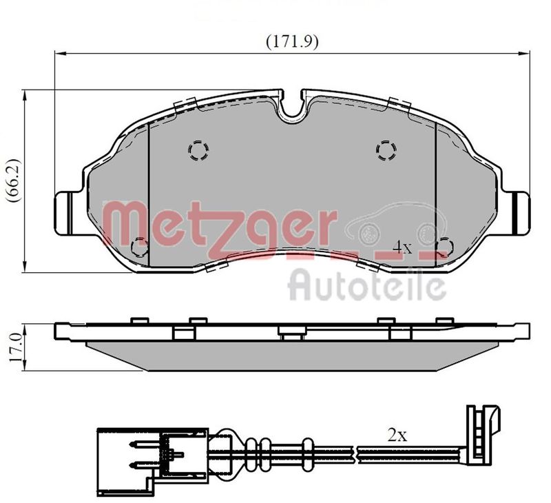 Stabdžių trinkelių rinkinys, diskinis stabdys METZGER 1170814