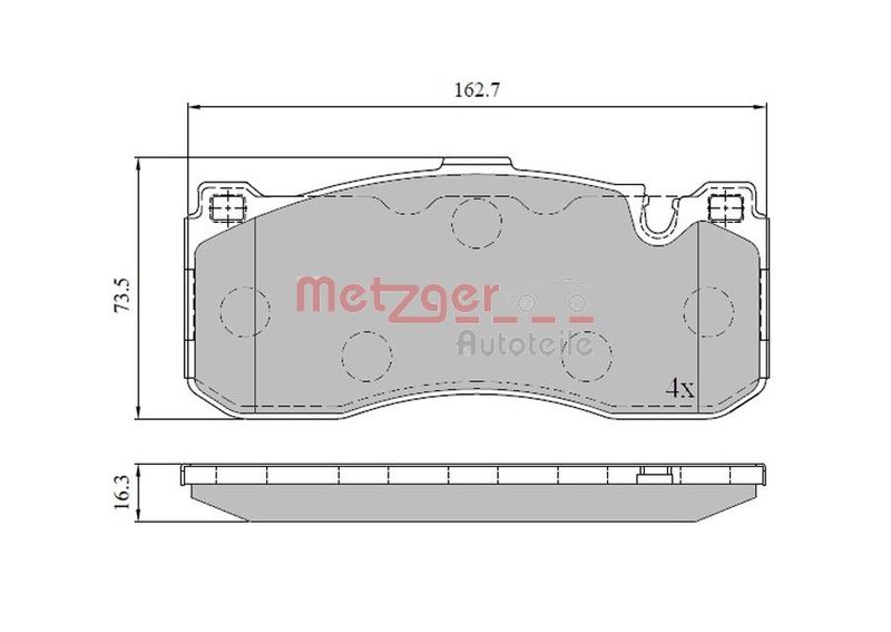 Stabdžių trinkelių rinkinys, diskinis stabdys METZGER 1170830