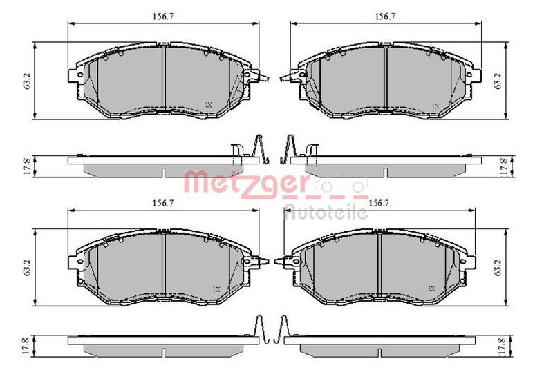 Brake Pad Set, disc brake METZGER 1170841