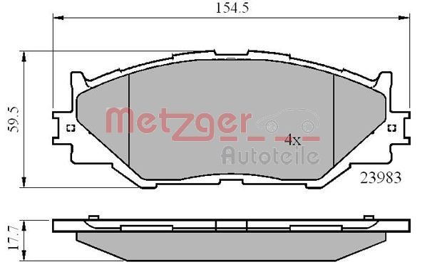 Brake Pad Set, disc brake METZGER 1170867