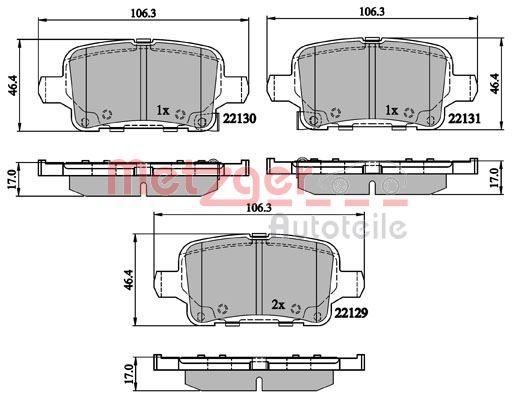 Brake Pad Set, disc brake METZGER 1170892