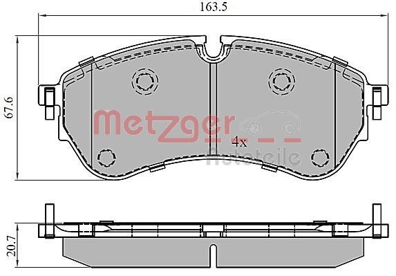 Stabdžių trinkelių rinkinys, diskinis stabdys METZGER 1170906