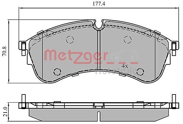 Stabdžių trinkelių rinkinys, diskinis stabdys METZGER 1170907