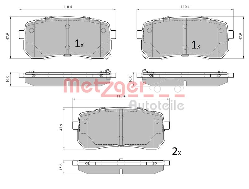 Brake Pad Set, disc brake METZGER 1170914