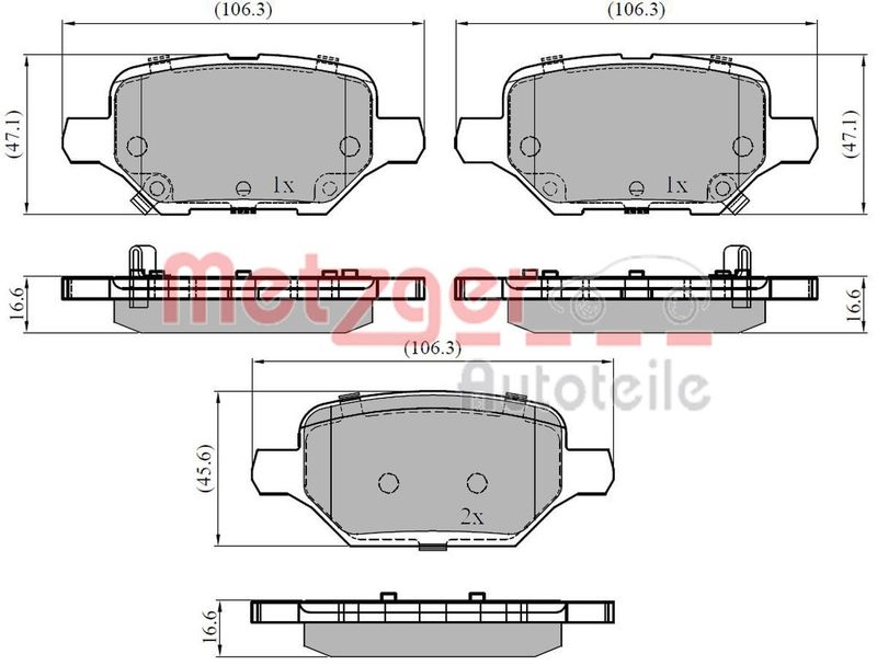 Stabdžių trinkelių rinkinys, diskinis stabdys METZGER 1170932