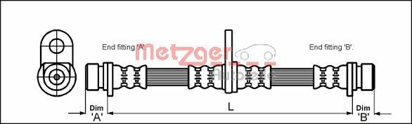 Brake Hose METZGER 4113290