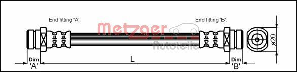 Brake Hose METZGER 4113310