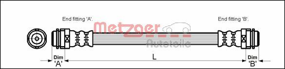 Brake Hose METZGER 4114798