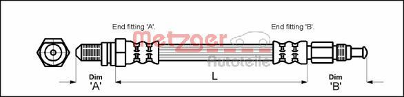 Brake Hose METZGER 4114804