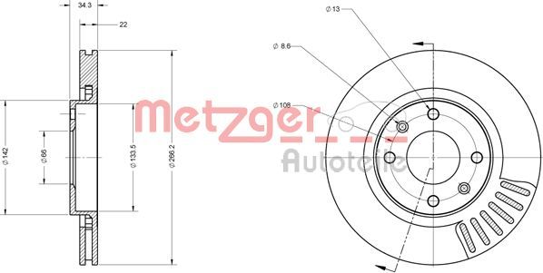 Stabdžių diskas METZGER 6110023