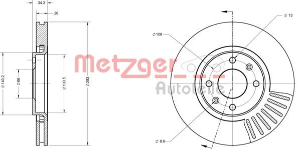 Stabdžių diskas METZGER 6110050