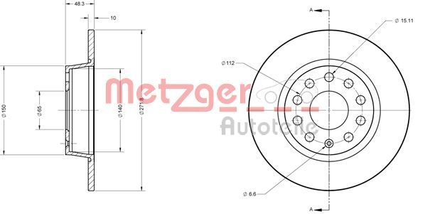 Гальмівний диск METZGER 6110108