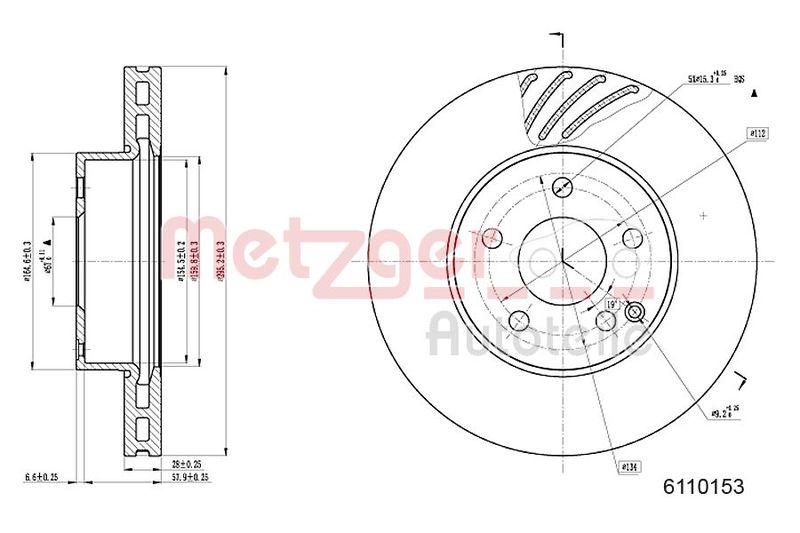 Brake Disc METZGER 6110153