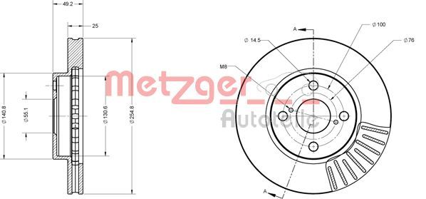 Stabdžių diskas METZGER 6110167