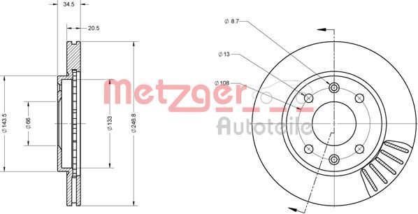 Stabdžių diskas METZGER 6110173