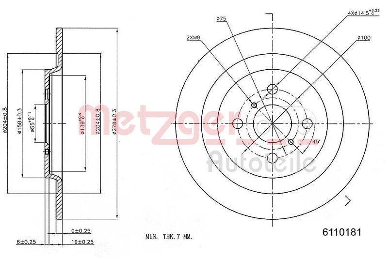 Brake Disc METZGER 6110181