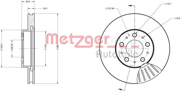 Brake Disc METZGER 6110253