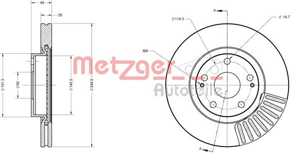 Brake Disc METZGER 6110276