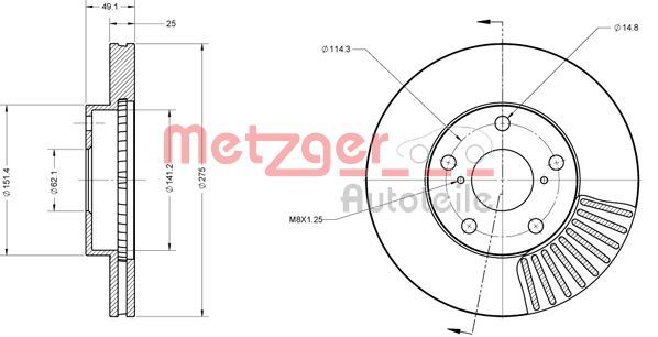 Гальмівний диск METZGER 6110282